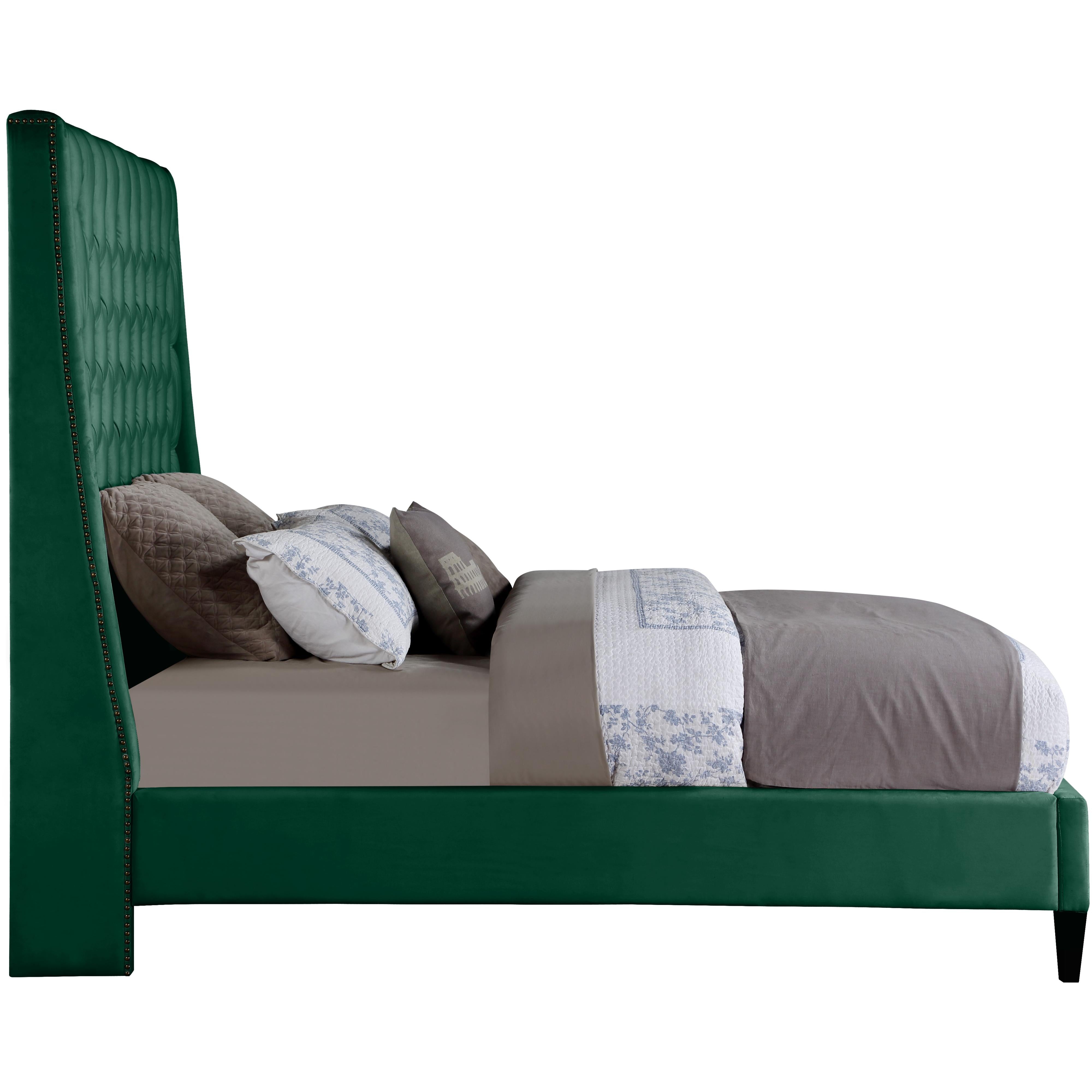 Meridian Fritz Green Velvet King Bed