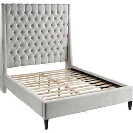 Meridian Fritz Cream Velvet Queen Bed