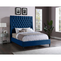 Meridian Fritz Navy Velvet Queen Bed