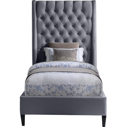 Meridian Fritz Grey Velvet Twin Bed