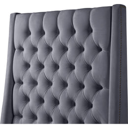 Meridian Fritz Grey Velvet Twin Bed