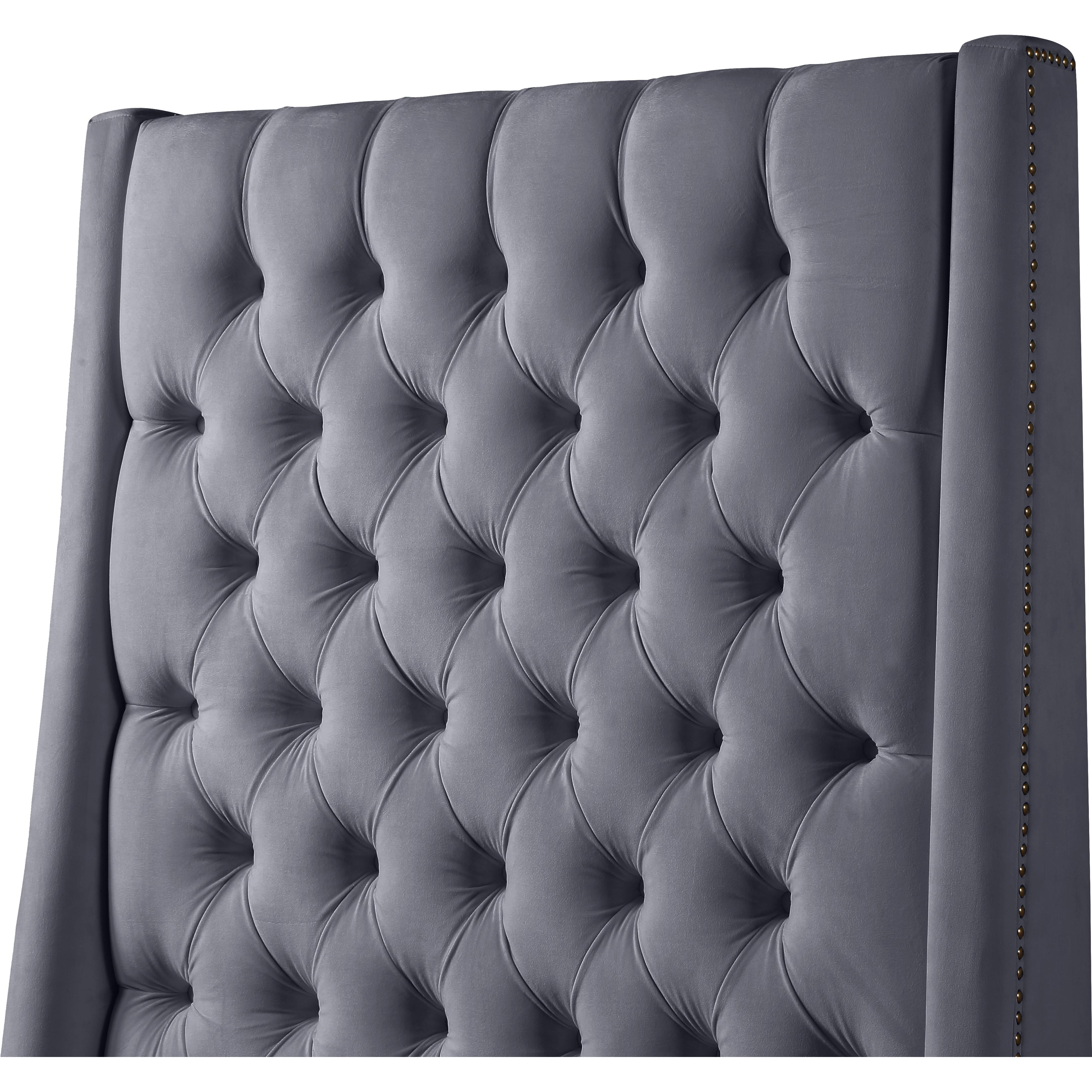 Meridian Fritz Grey Velvet Twin Bed
