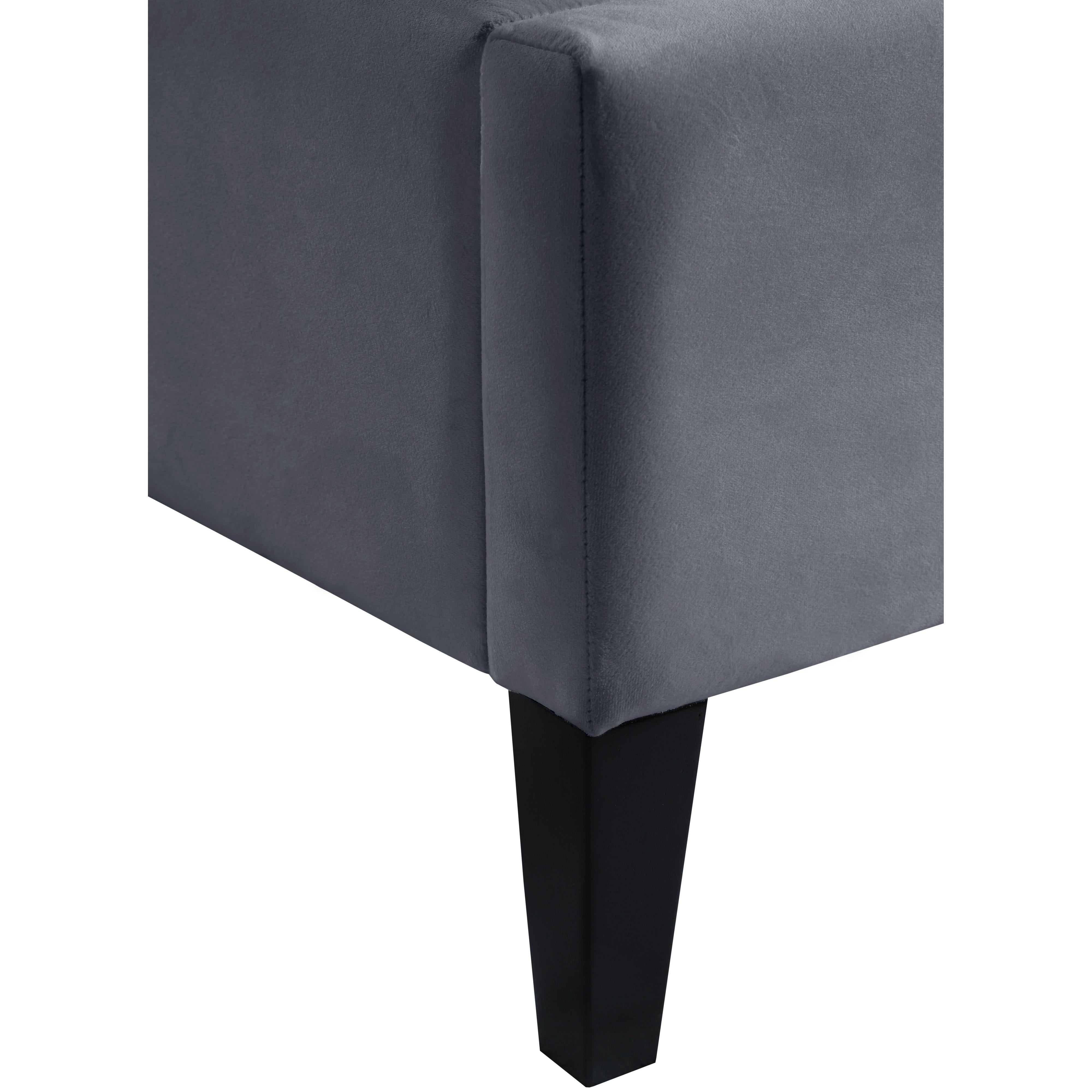 Meridian Fritz Grey Velvet Twin Bed