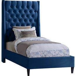Meridian Fritz Navy Velvet Twin Bed