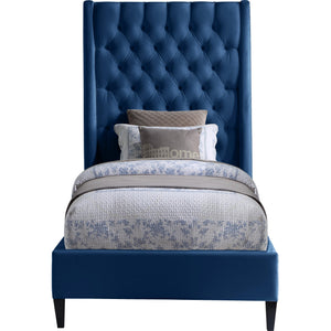 Meridian Fritz Navy Velvet Twin Bed
