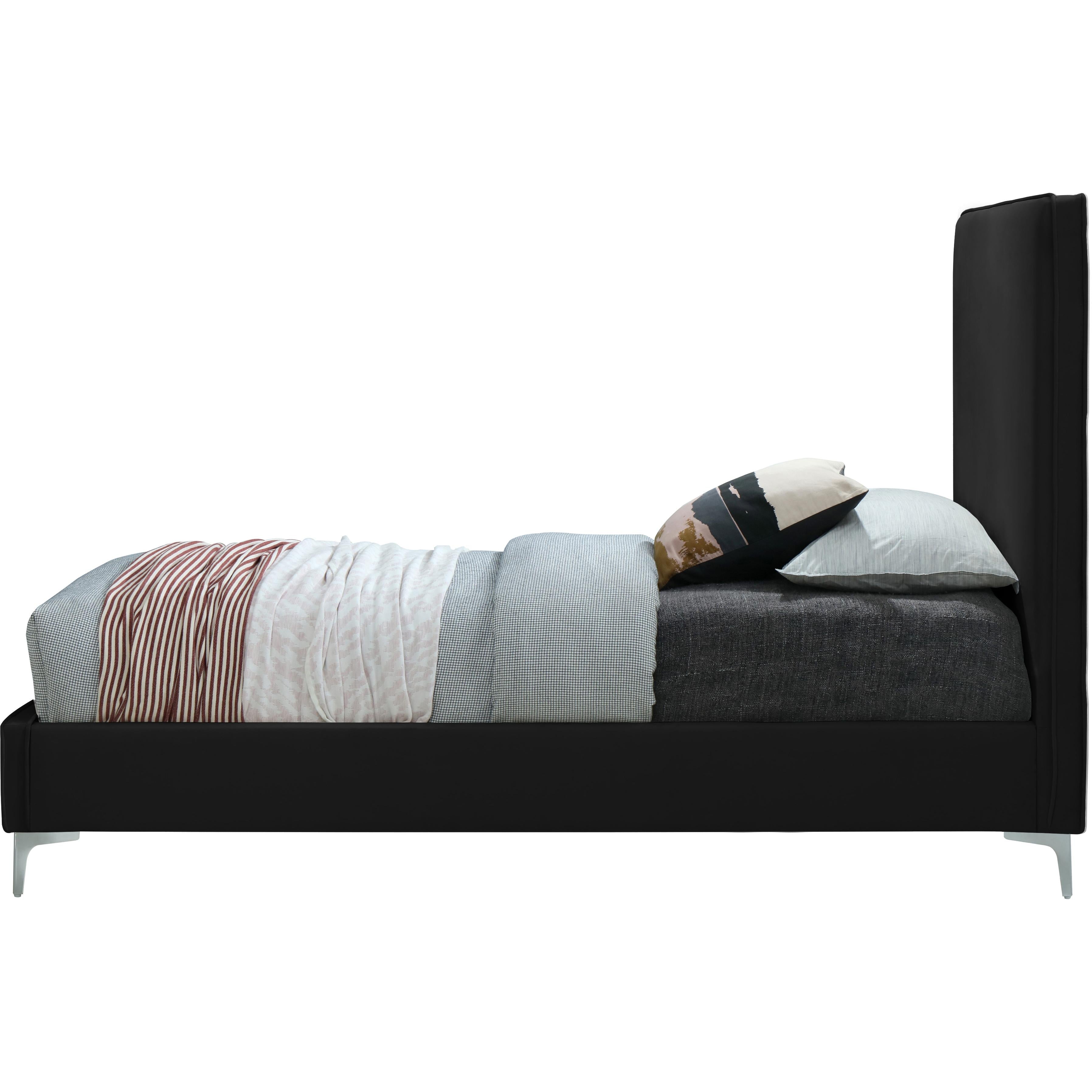 Meridian Geri Black Velvet Full Bed