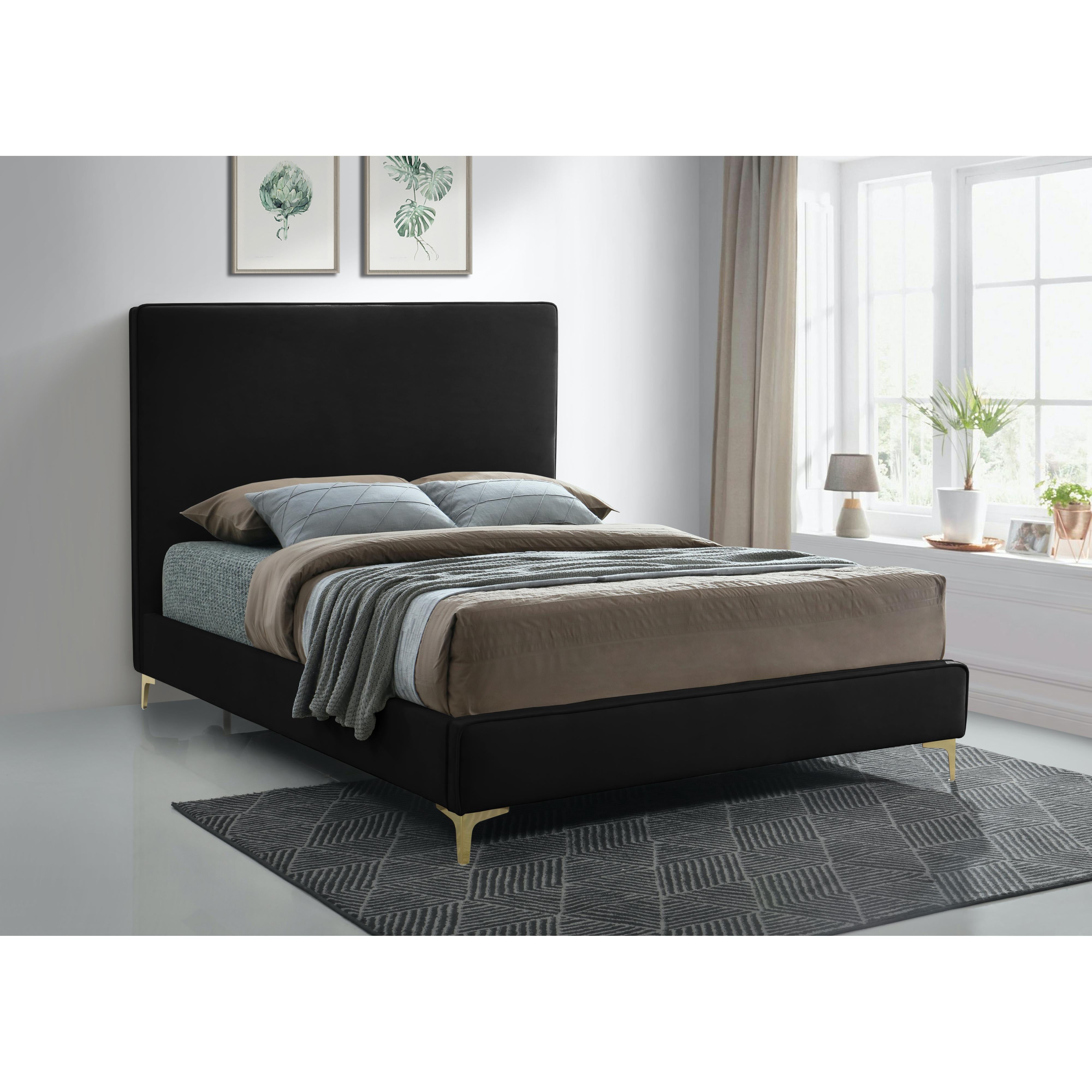 Meridian Geri Black Velvet Full Bed