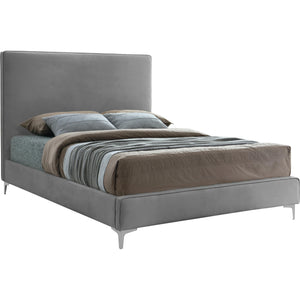 Meridian Geri Grey Velvet King Bed