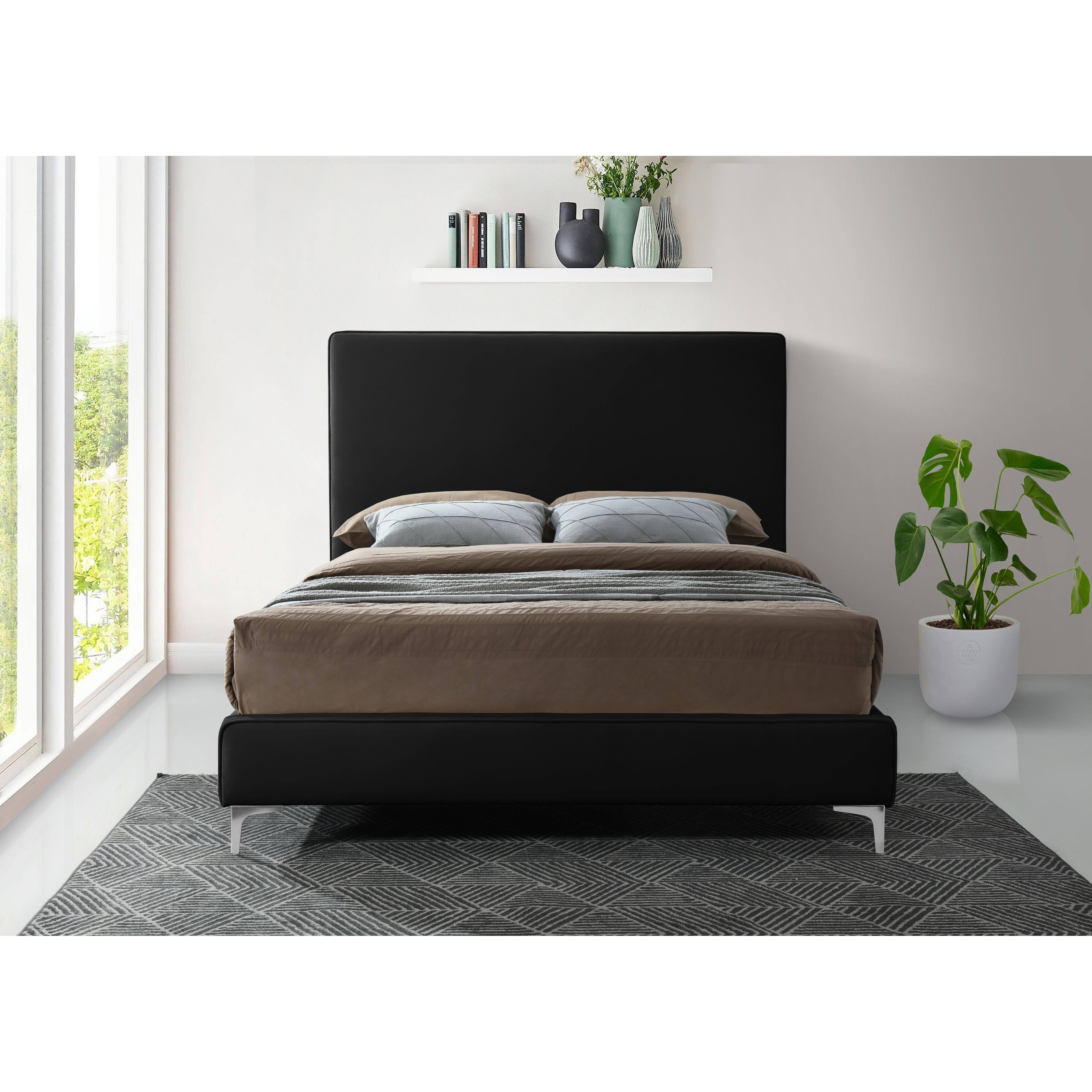 Meridian Geri Black Velvet Queen Bed
