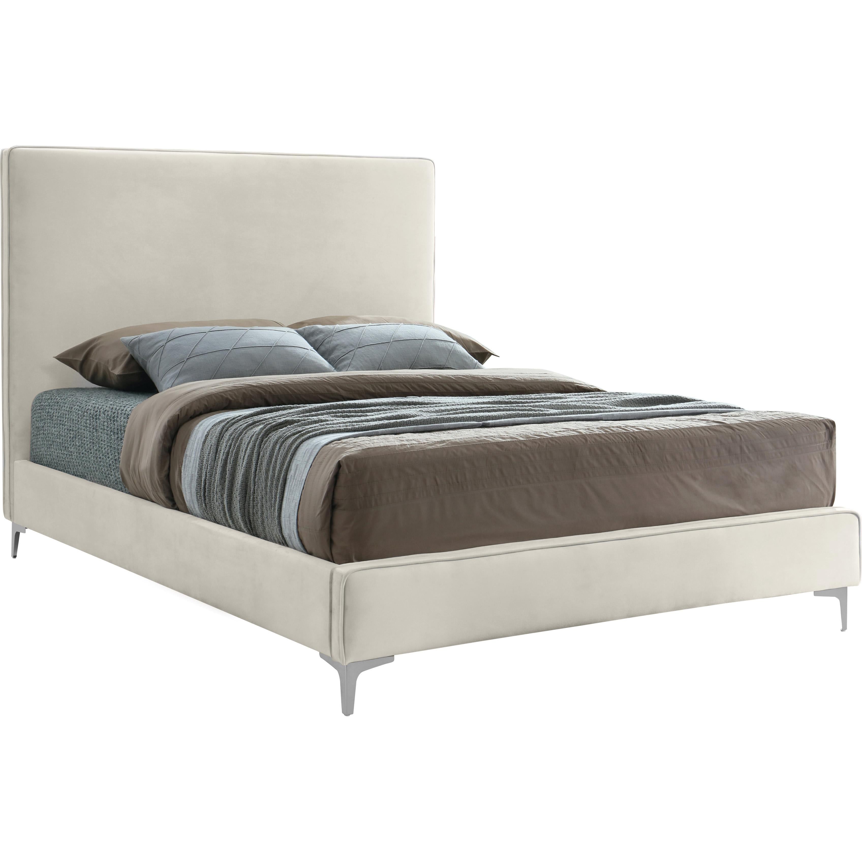 Meridian Geri Cream Velvet Queen Bed