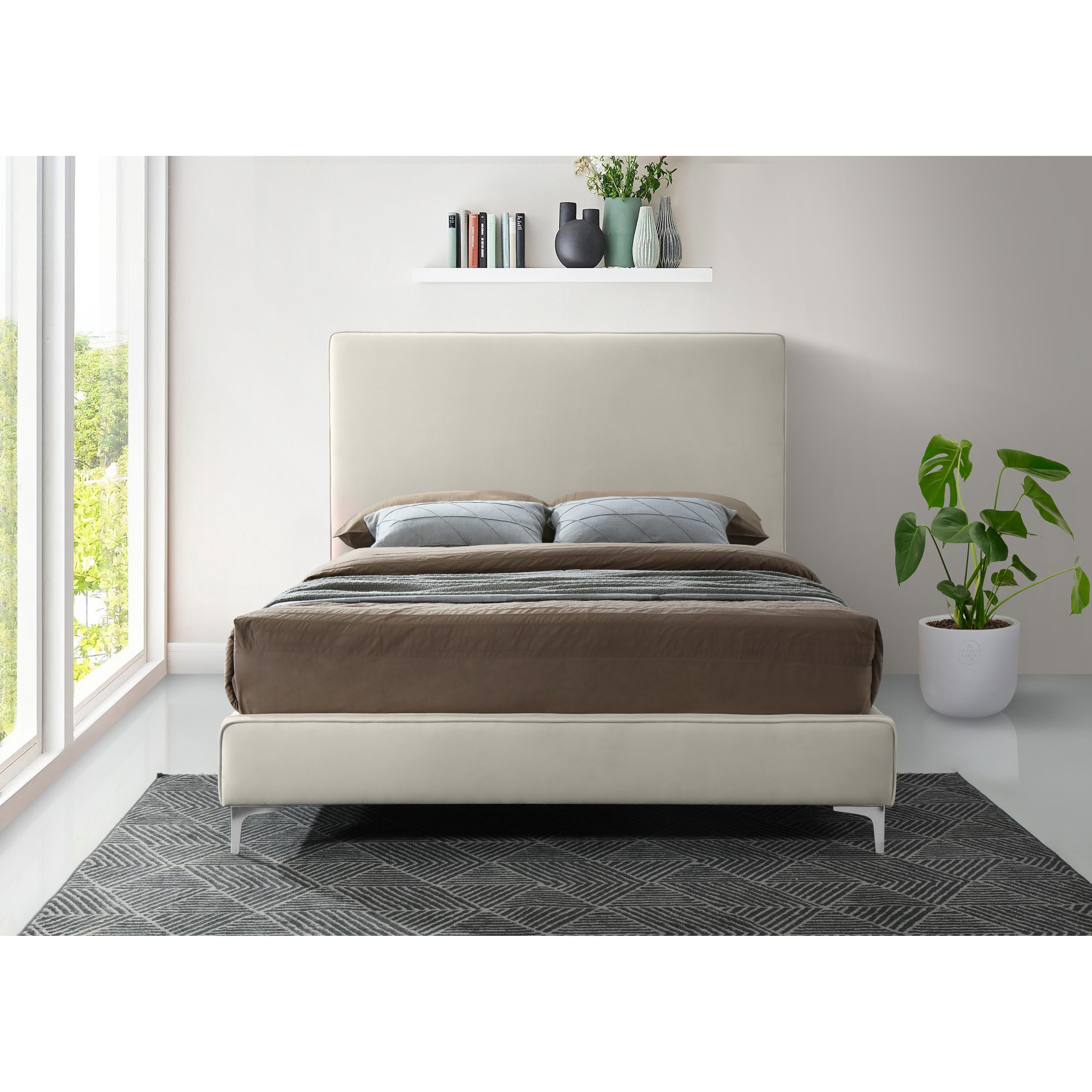 Meridian Geri Cream Velvet Queen Bed