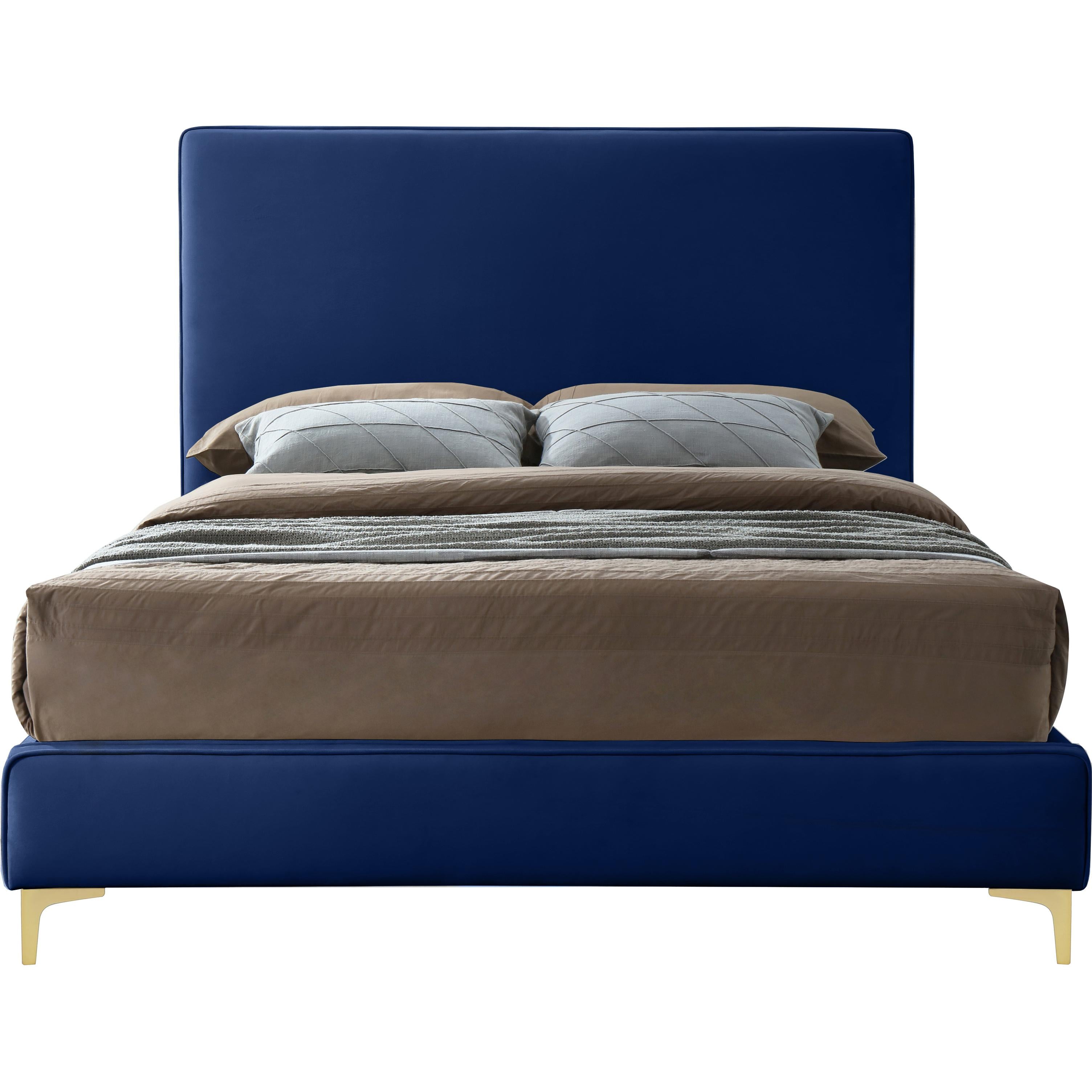 Meridian Geri Navy Velvet Queen Bed