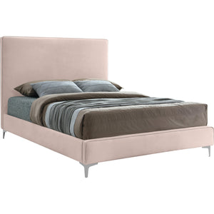 Meridian Geri Pink Velvet Queen Bed