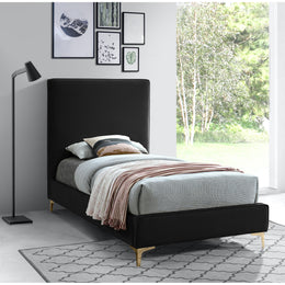 Meridian Geri Black Velvet Twin Bed