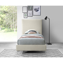 Meridian Geri Cream Velvet Twin Bed