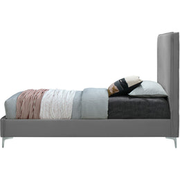 Meridian Geri Grey Velvet Twin Bed