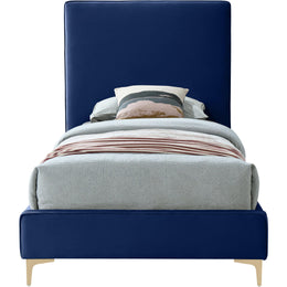 Meridian Geri Navy Velvet Twin Bed