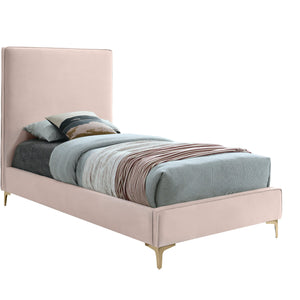 Meridian Geri Pink Velvet Twin Bed