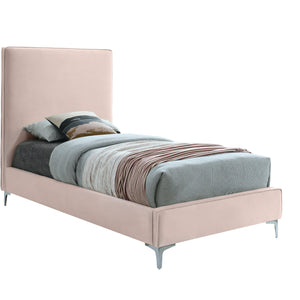 Meridian Geri Pink Velvet Twin Bed