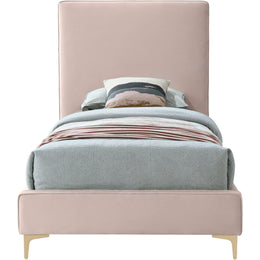 Meridian Geri Pink Velvet Twin Bed
