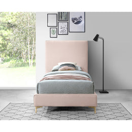 Meridian Geri Pink Velvet Twin Bed