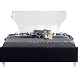Meridian Ghost Black Velvet Full Bed