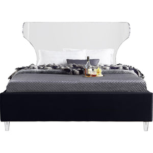 Meridian Ghost Black Velvet Full Bed
