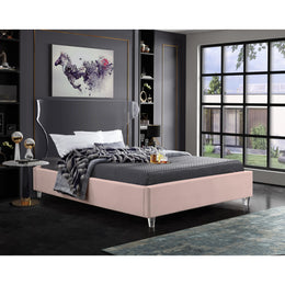 Meridian Ghost Pink Velvet Full Bed