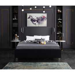 Meridian Ghost Black Velvet King Bed