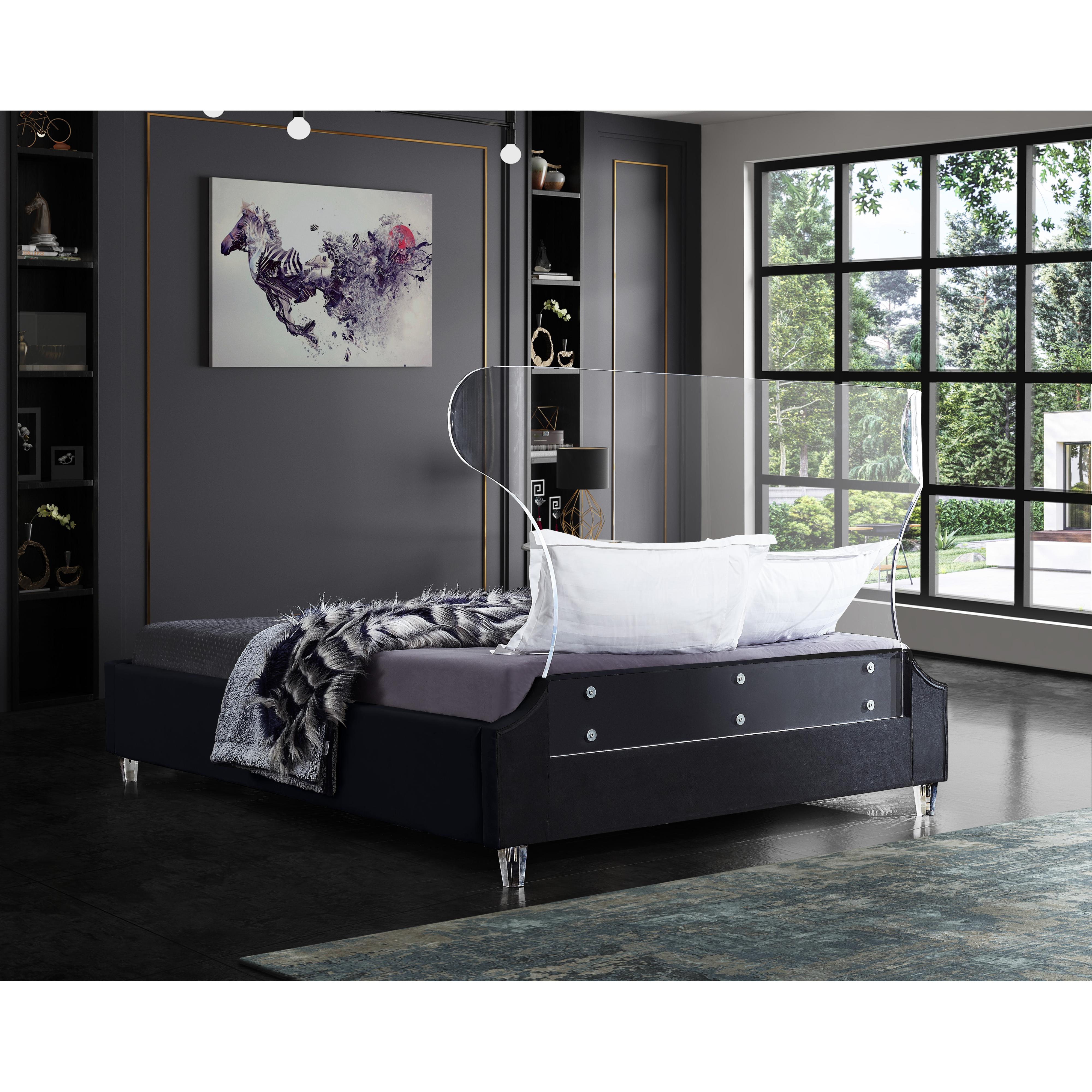 Meridian Ghost Black Velvet King Bed