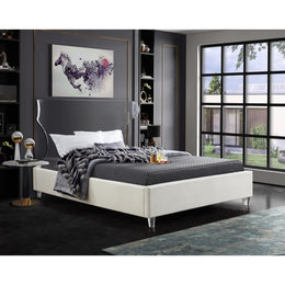 Meridian Ghost Cream Velvet King Bed