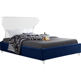 Meridian Ghost Navy Velvet King Bed