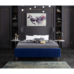 Meridian Ghost Navy Velvet King Bed