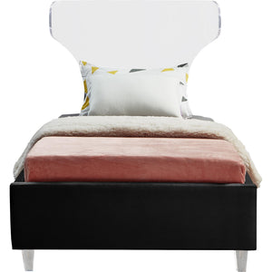 Meridian Ghost Black Velvet Twin Bed