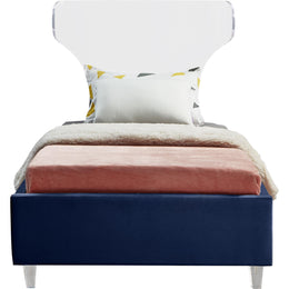 Meridian Ghost Navy Velvet Twin Bed