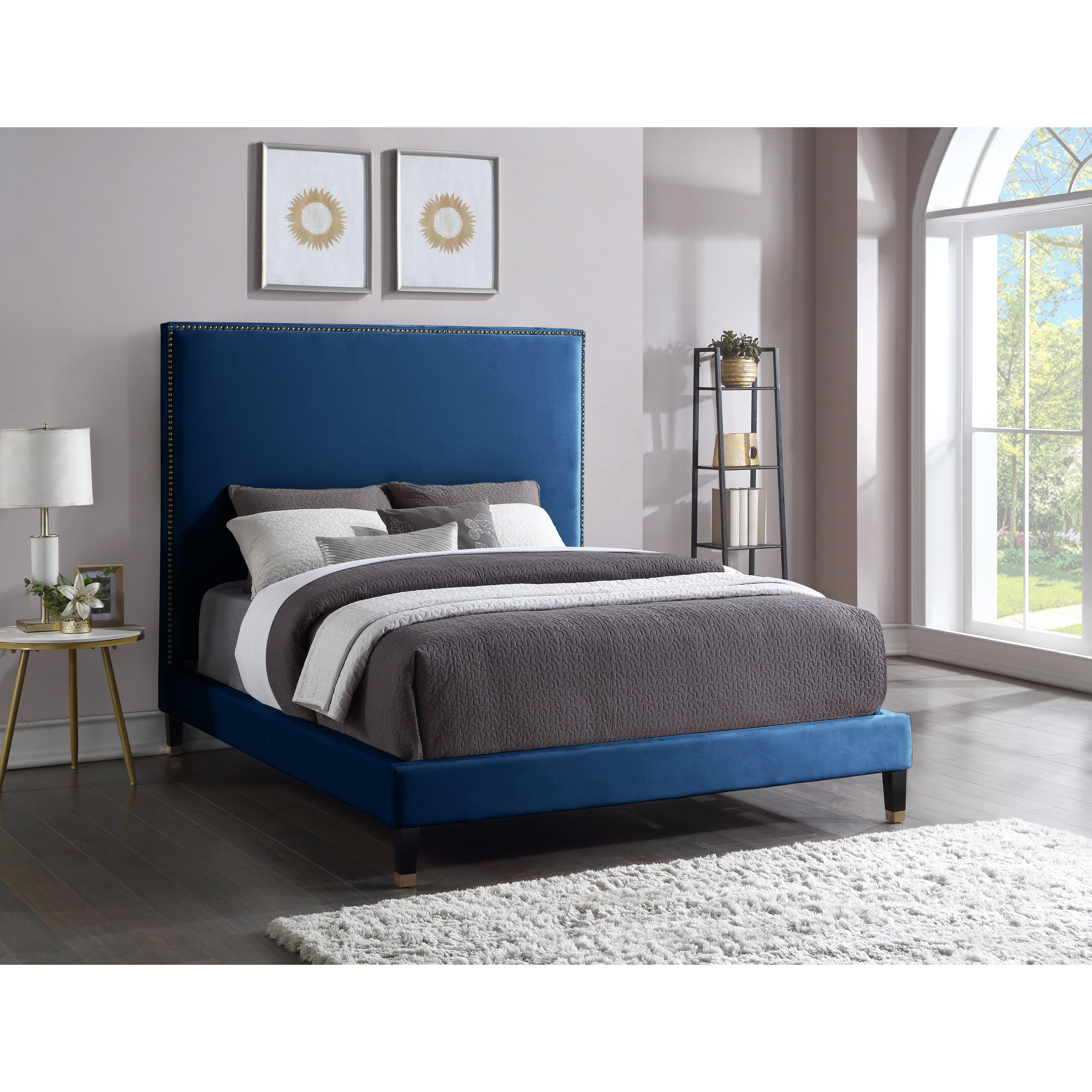 Meridian Harlie Navy Velvet Full Bed