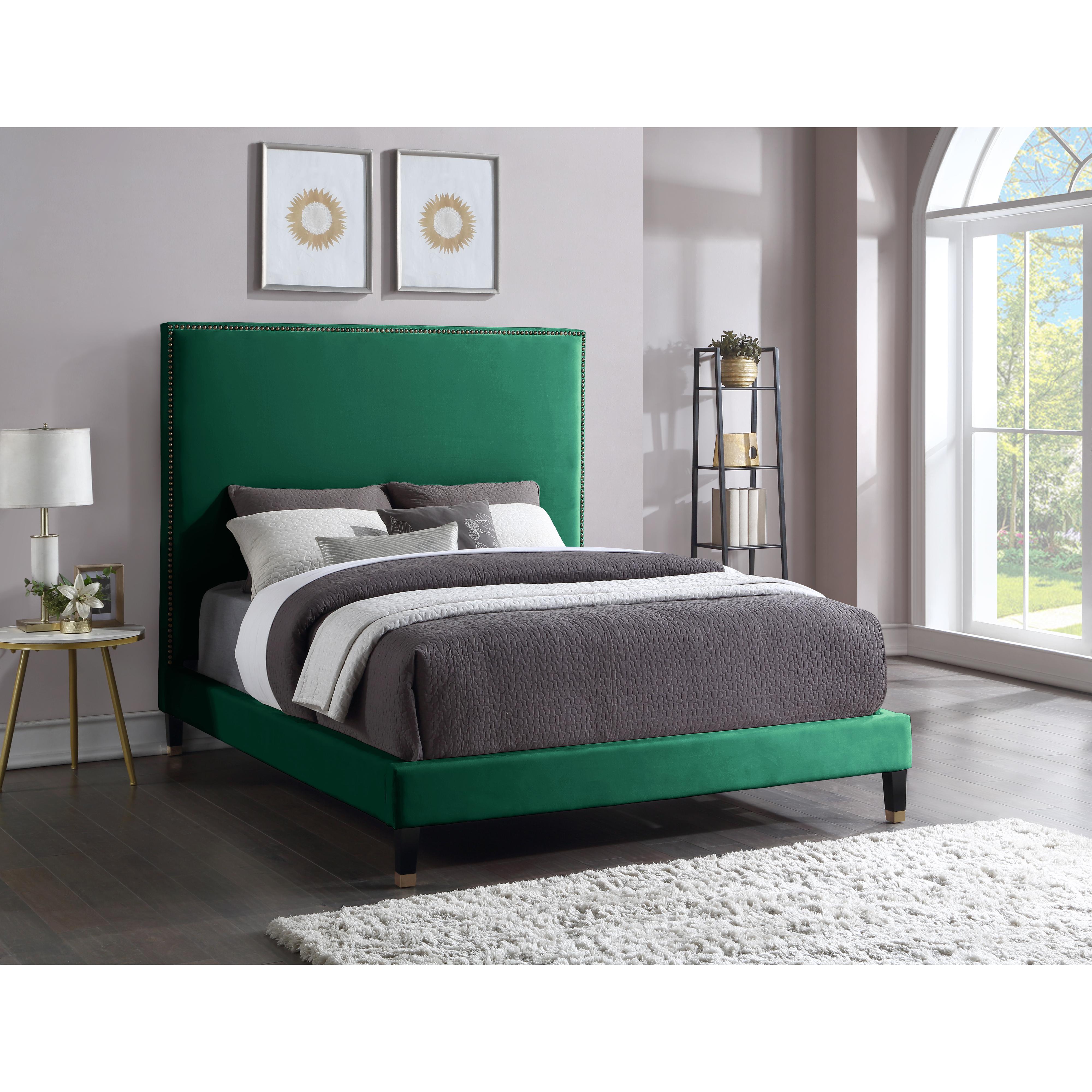 Meridian Harlie Green Velvet King Bed