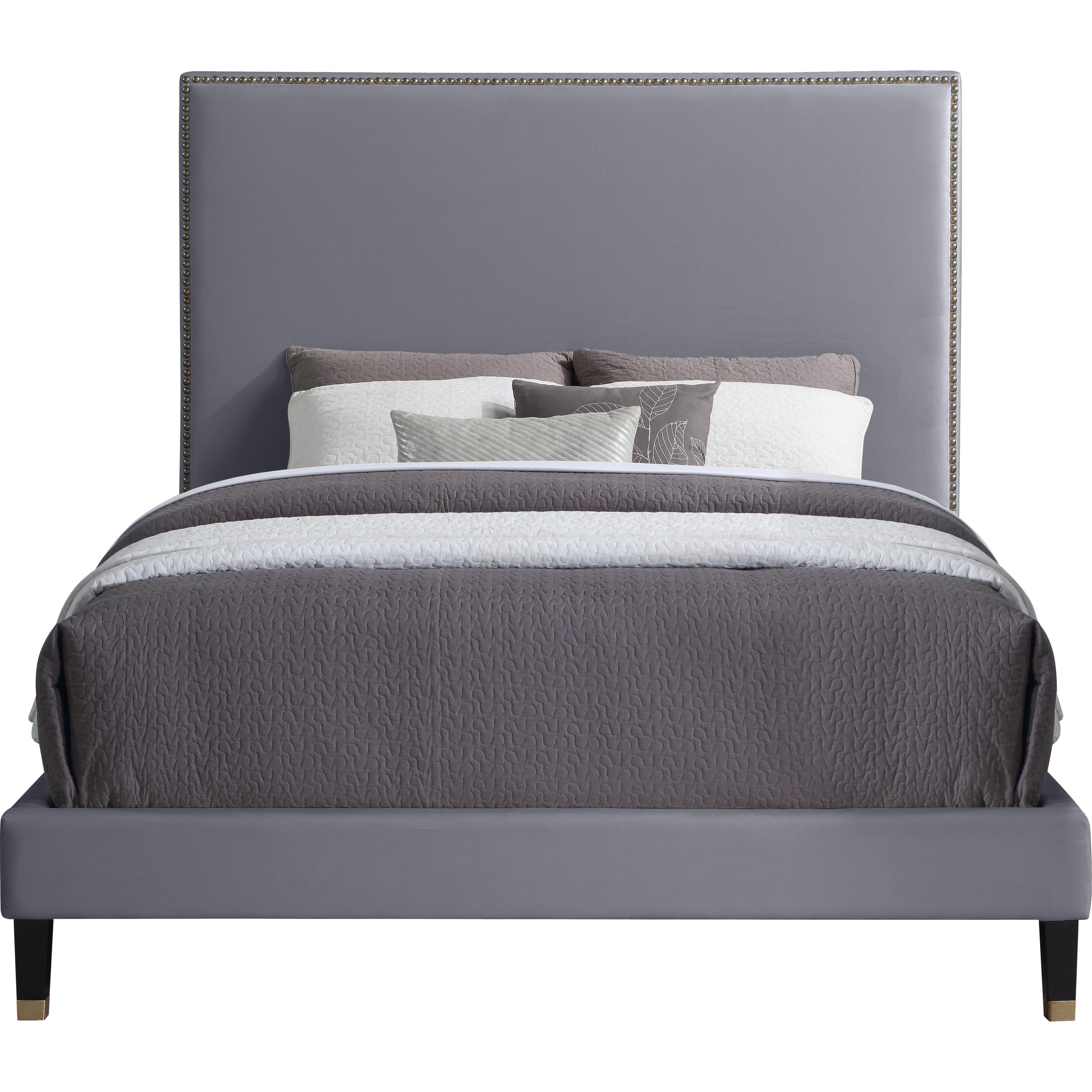Meridian Harlie Grey Velvet King Bed