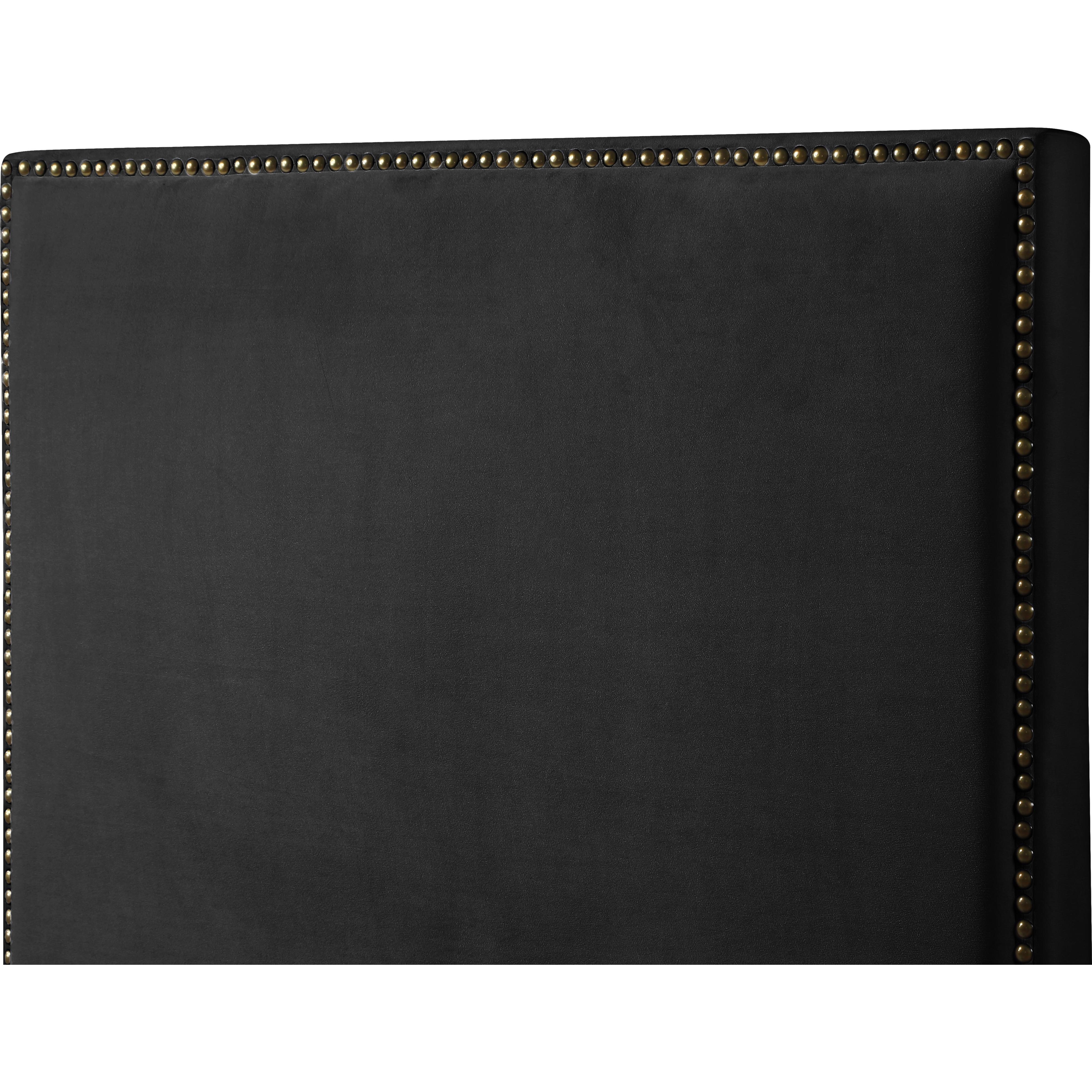 Meridian Harlie Black Velvet Queen Bed