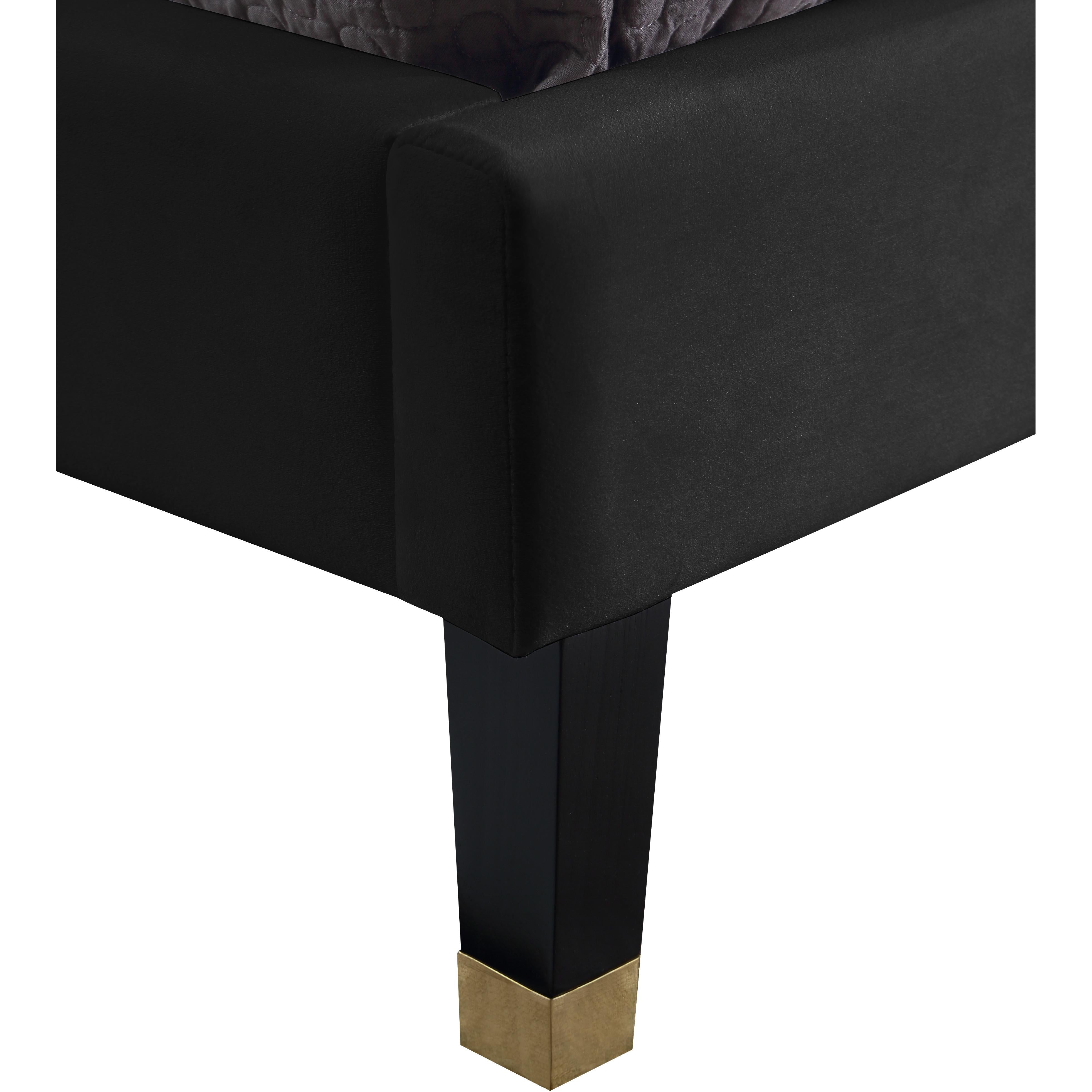 Meridian Harlie Black Velvet Queen Bed