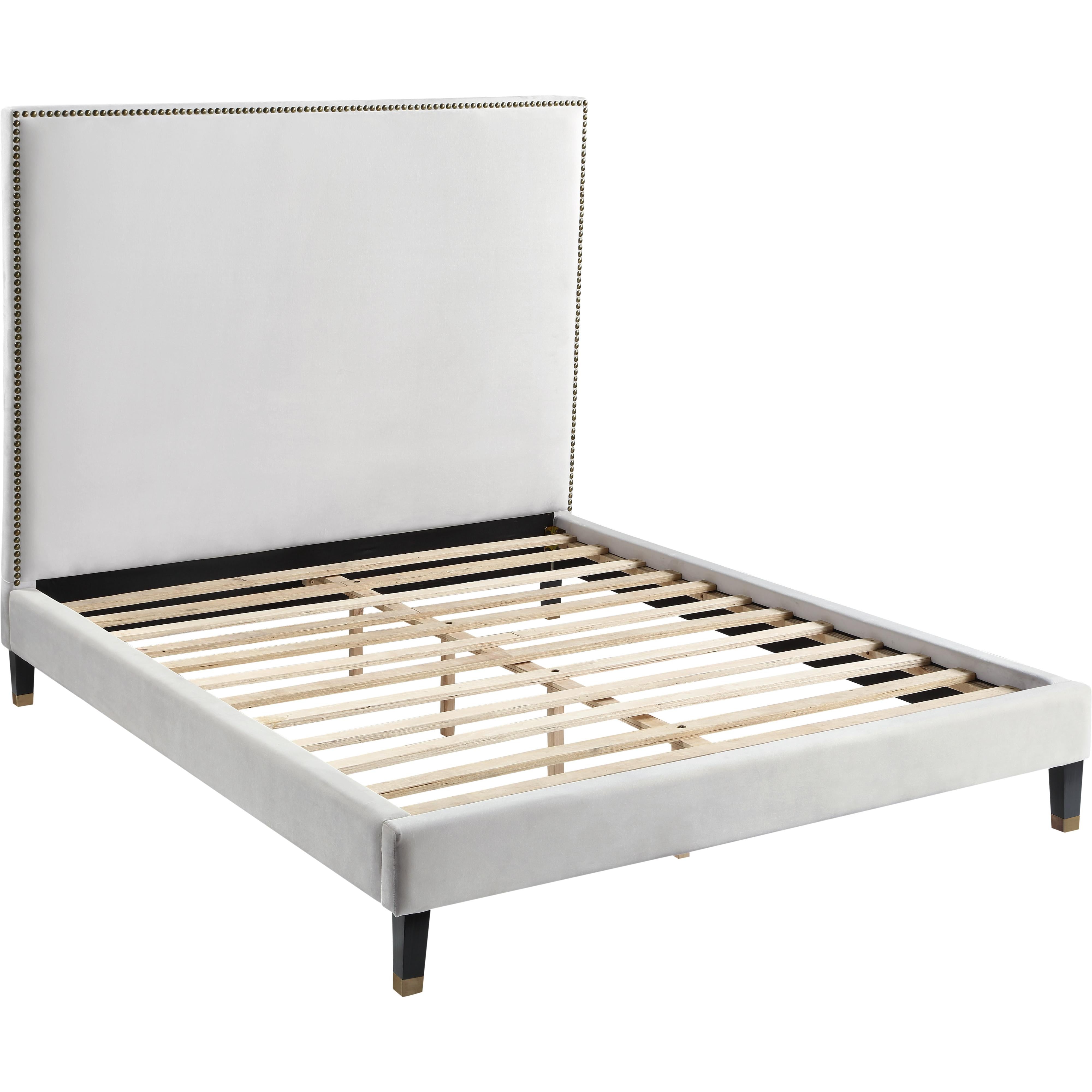 Meridian Harlie Cream Velvet Queen Bed