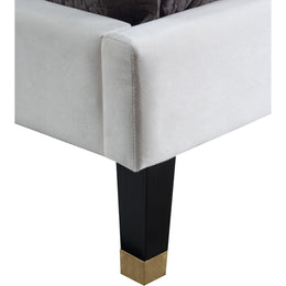 Meridian Harlie Cream Velvet Queen Bed
