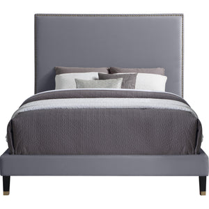 Meridian Harlie Grey Velvet Queen Bed