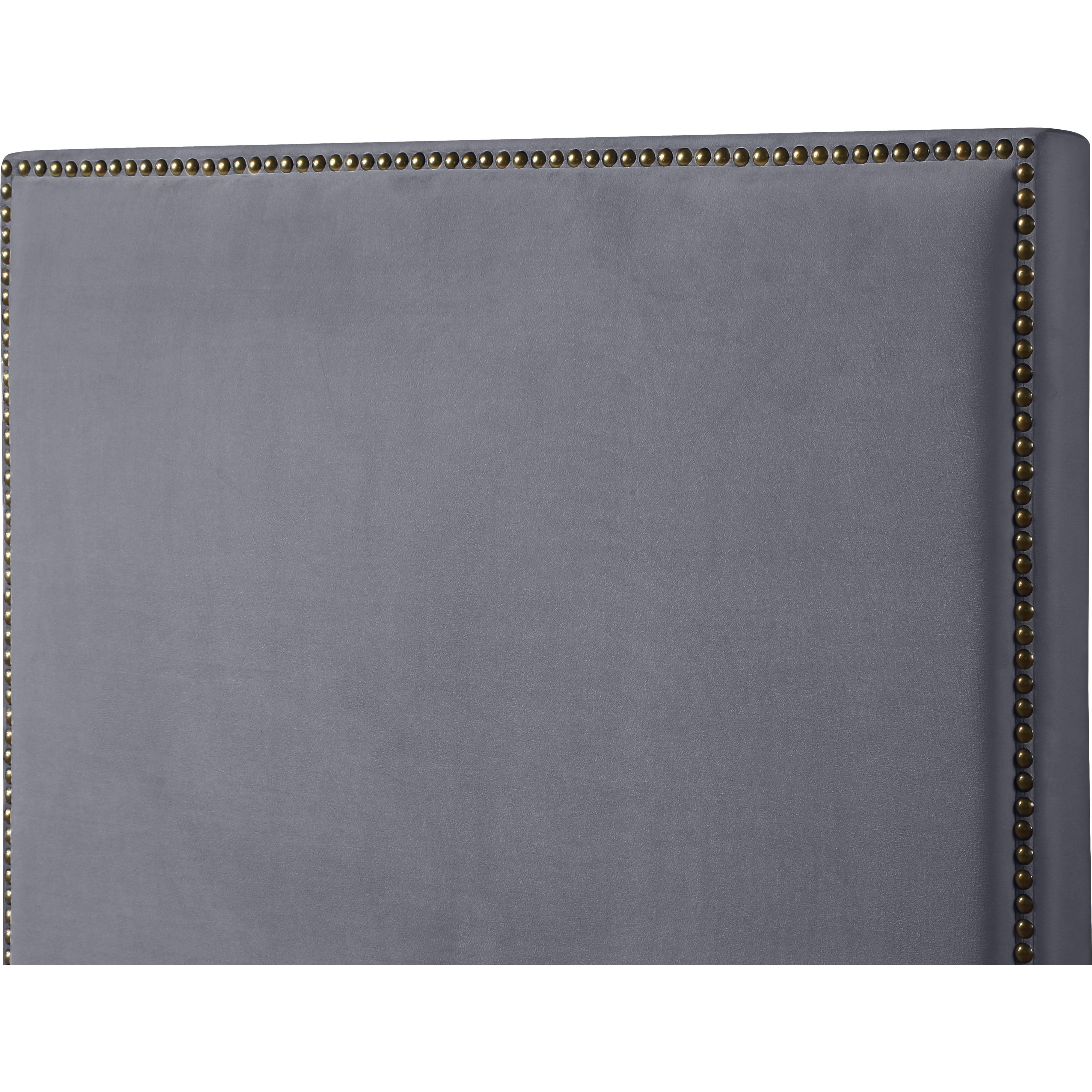Meridian Harlie Grey Velvet Queen Bed