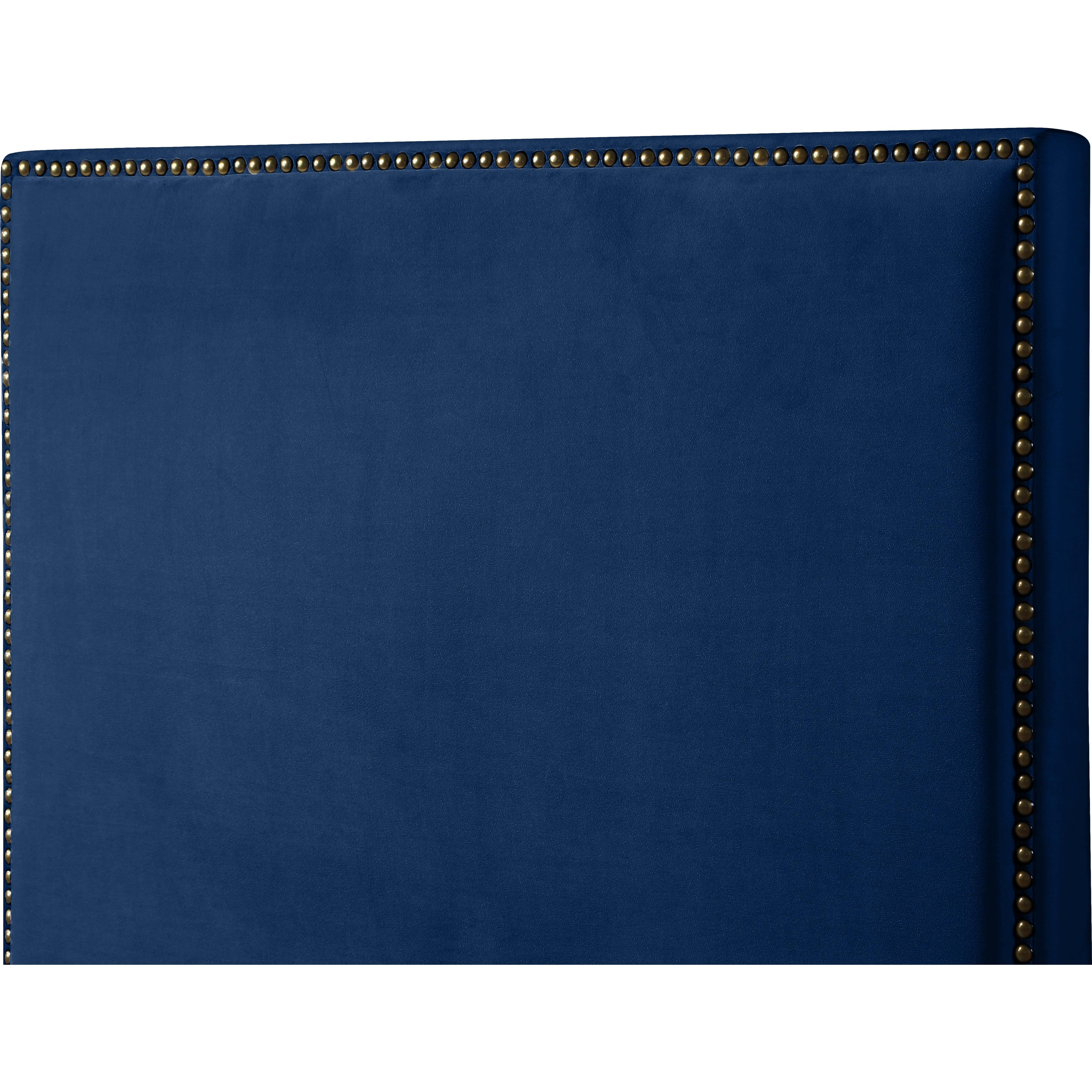 Meridian Harlie Navy Velvet Queen Bed