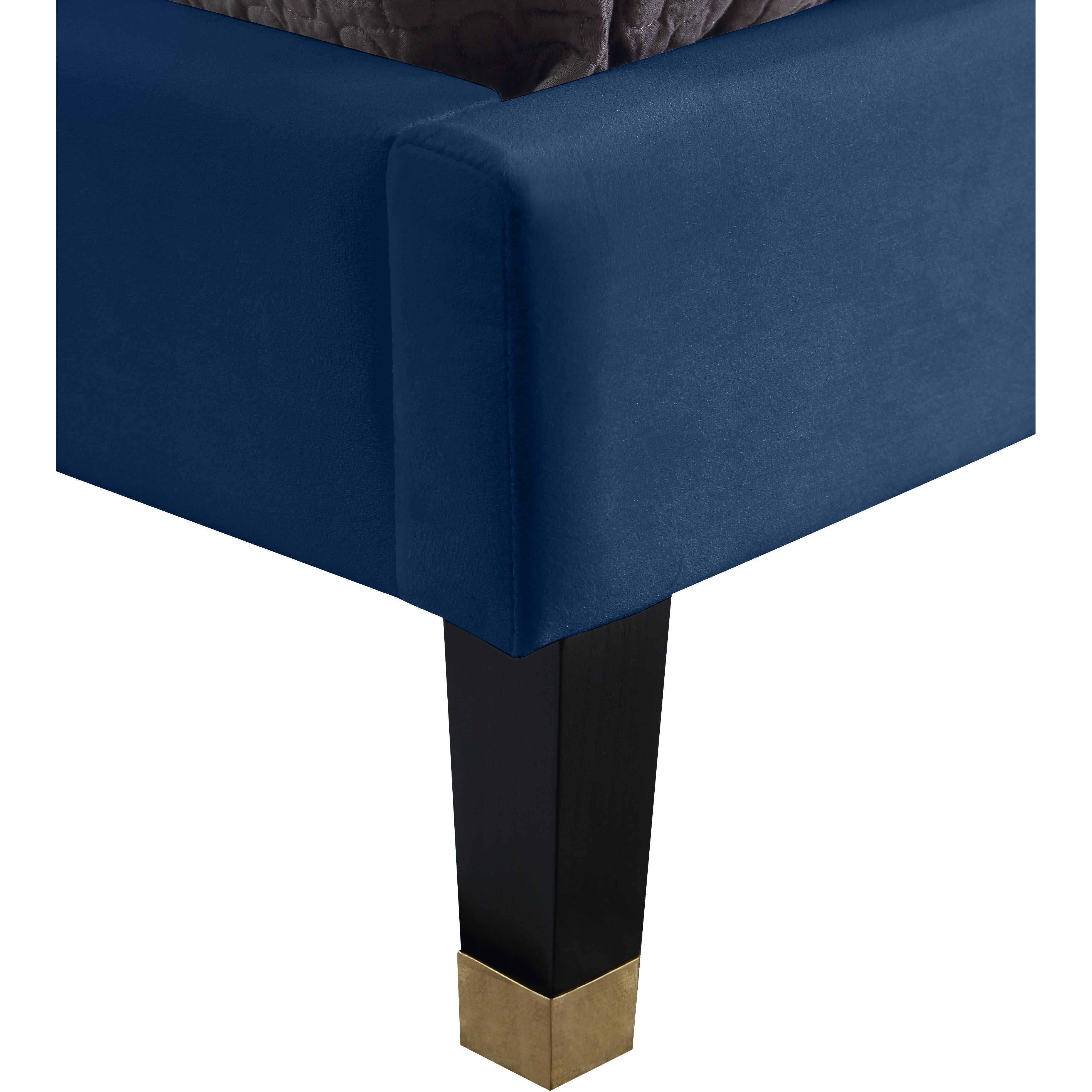 Meridian Harlie Navy Velvet Queen Bed