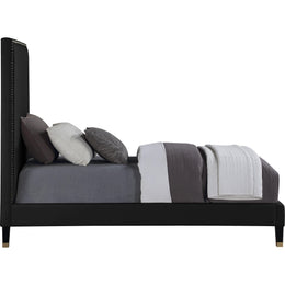 Meridian Harlie Black Velvet Twin Bed