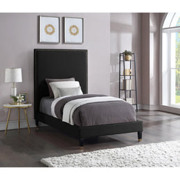 Meridian Harlie Black Velvet Twin Bed