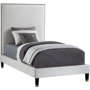 Meridian Harlie Cream Velvet Twin Bed