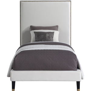 Meridian Harlie Cream Velvet Twin Bed